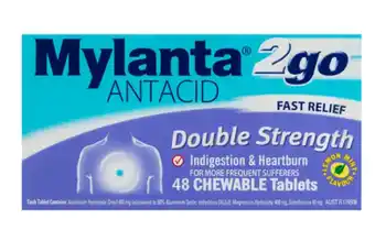 Superpharmacy Mylanta 2go antacid double strength 48 chewable tablets offer