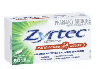 Zyrtec allergy & hayfever 60 mini tablets