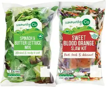 IGA Community Co Spinach & Butter Lettuce Mix 280g or Sweet Blood Orange Slaw Kit 400g offer