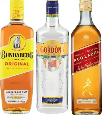 IGA Bundaberg Rum U.P, Gordon’s Dry Gin or Johnnie Walker Red Label Scotch 700mL offer