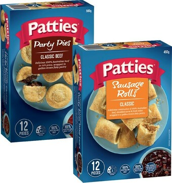 IGA Patties Party Pies, Sausage Rolls or Pasties 12 Pack offer