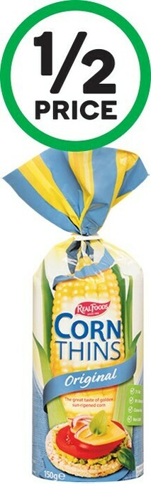 Woolworths Real Foods Corn Thins 125-150g offer