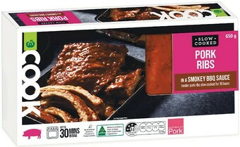 Woolworths Woolworths COOK Pork Ribs with BBQ Glaze 650g offer