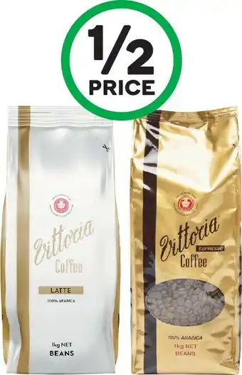 Woolworths Vittoria Espresso Coffee Beans or Ground 1 kg or Latte Coffee Beans 1 kg offer