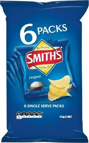 Woolworths Smith’s or Harvest Snaps Multipack Chips Pk 5-6 offer