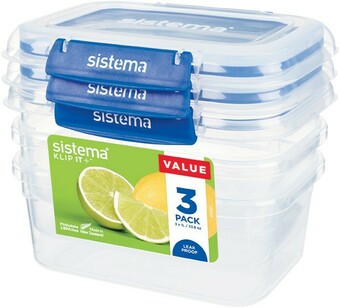 Woolworths Sistema Klip It Plus Rectangle 1 Litre Pk 3 offer