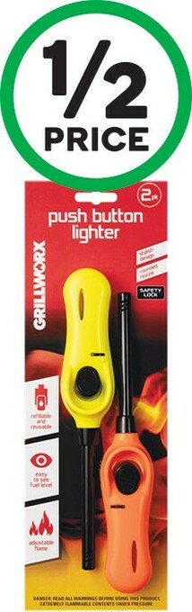 Woolworths Grillworx Push Button Lighter Pk 2 offer