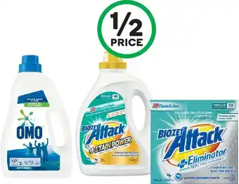 Woolworths Biozet Attack Plus or Omo Laundry Liquid 2 Litre or Powder 2 kg offer