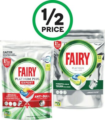 Woolworths Fairy Platinum Plus Dishwasher Tablets Pk 42 or Platinum Pk 52 offer