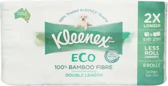 Woolworths Kleenex Eco Double Length Toilet Tissue Pk 8 offer