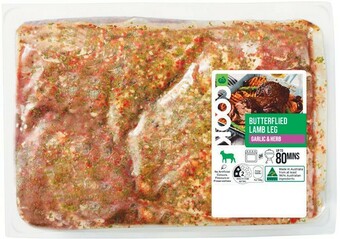 Woolworths Woolworths COOK Butterflied Lamb Leg Marinated Varieties – From the Meat Dept offer