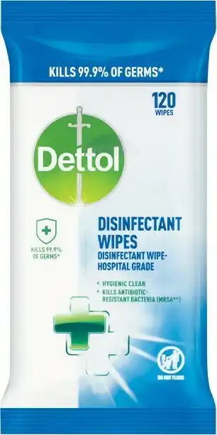Woolworths Dettol Antibacterial Disinfectant Surface Cleaning Wipes Pk 120 offer