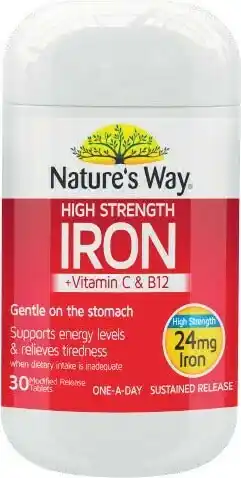 Coles Nature’s Way High Strength Iron + Vit C & B12 Tablets 30 Pack offer