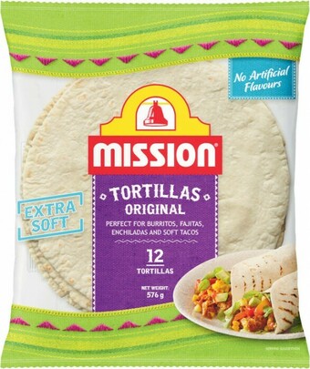 Coles Mission Tortillas Original 12 Pack 576g offer