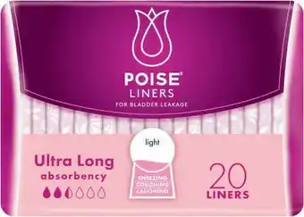 Coles Poise Liners Ultra Long For Bladder Leakage 20 Pack offer