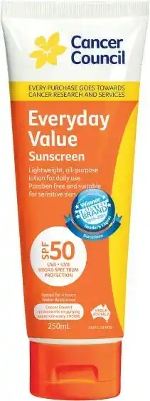 Coles Cancer Council Everyday Sunscreen Lotion SPF 50+ 250mL^ offer