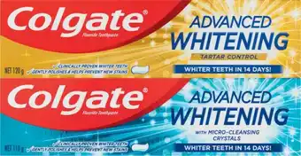 Coles Colgate Whitening & Max Fresh Toothpaste 110g-120g offer
