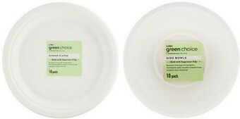 Coles Green Choice Sugarcane Dinner Plates or Bowls 10 Pack offer