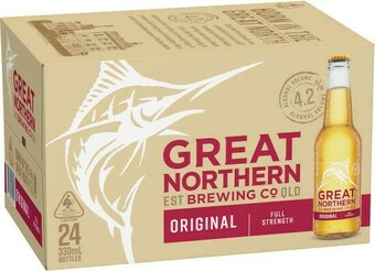 Coles Great Northern Original Lager Bottles 24x330mL offer