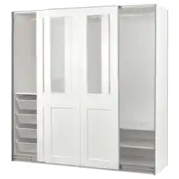 IKEA Pax / grimo Wardrobe with sliding doors, white/clear glass white, 200x66x201 cm offer