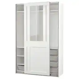 IKEA Pax / grimo Wardrobe with sliding doors, white/clear glass white, 150x66x236 cm offer