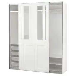 IKEA Pax / grimo Wardrobe with sliding doors, white/clear glass white, 200x66x236 cm offer