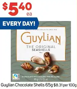 Foodland Guylian Chocolate Shells 65g $8.31 per 100g offer