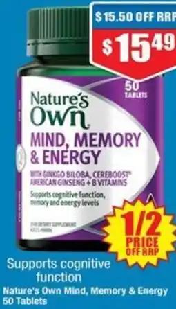 Chemist Warehouse Nature's Own Mind, Memory & Energy 50 Tablets offer