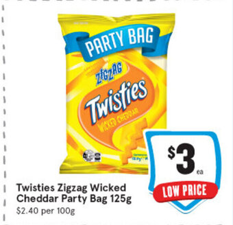 IGA Twisties Zigzag Wicked Cheddar Party Bag 125g offer