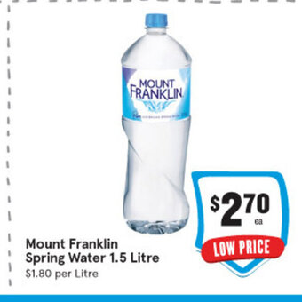 IGA Mount Franklin Spring Water 1.5 Litre offer
