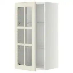 IKEA Metod Wall cabinet w shelves/glass door, white/bodbyn off-white, 40x37x80 cm offer