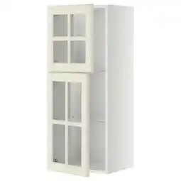 IKEA Metod Wall cabinet w shelves/2 glass drs, white/bodbyn off-white, 40x37x100 cm offer