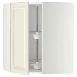 Metod Corner wall cabinet with carousel, white/bodbyn off-white, 68x37x80 cm
