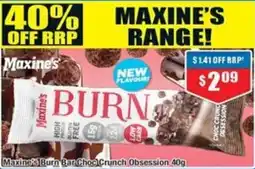 Chemist Warehouse Maxine's Burn Bar Choc Crunch Obsession 40g offer