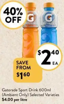 Foodworks Gatorade Sport Drink 600ml offer
