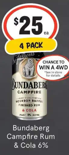 IGA Liquor Bundaberg Campfire Rum & Cola 6% offer