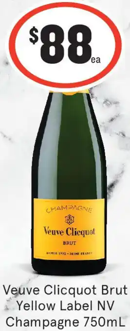 IGA Liquor Veuve Clicquot Brut Yellow Label NV Champagne 750mL offer