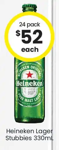 The Bottle O Heineken Lager Stubbies 330mL offer