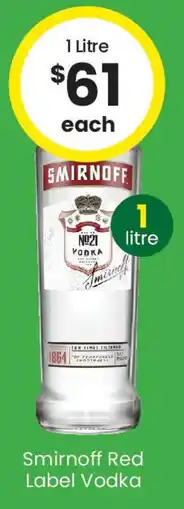 The Bottle O Smirnoff Red Label Vodka 1 Litre offer
