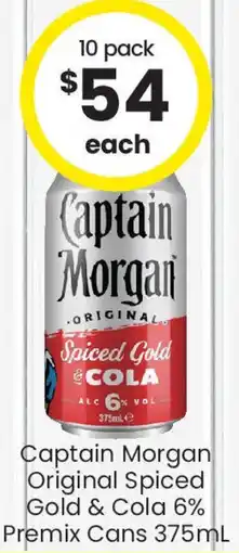 Captain Morgan Original Spiced Gold & Cola 6% Premix Cans 375mL