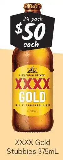 Cellarbrations XXXX Gold Stubbies 375mL offer