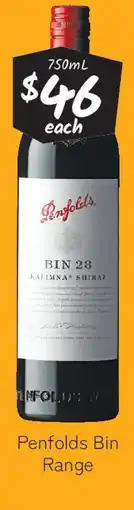 Cellarbrations Penfolds Bin Range 750mL offer