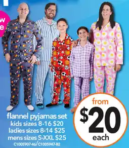 Cheap as Chips flannel pyjamas set kids sizes 8-16 offer