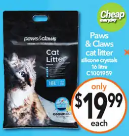 Cheap as Chips Paws & Claws cat litter offer