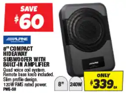 Autobarn 8" COMPACT HIDEAWAY SUBWOOFER WITH BUILT-IN AMPLIFIER offer