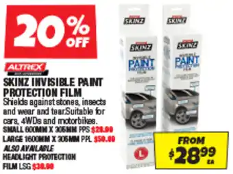 Autobarn SKINZ INVISIBLE PAINT PROTECTION FILM offer