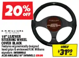 Autobarn 15" LEATHER STEERING WHEEL COVER BLACK offer