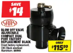 Autobarn BLOW OFF VALVE ADJUSTABLE COMPACT DUAL PORT FACTORY REPLACEMENT BLACK offer