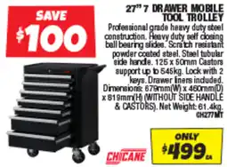 Autobarn 27" 7 DRAWER MOBILE TOOL TROLLEYht: 61.4kg. CH277MT offer