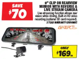 Autobarn 9" CLIP ON REARVIEW MIRROR WITH REVERSE & LIVE STREAM CAMERA offer